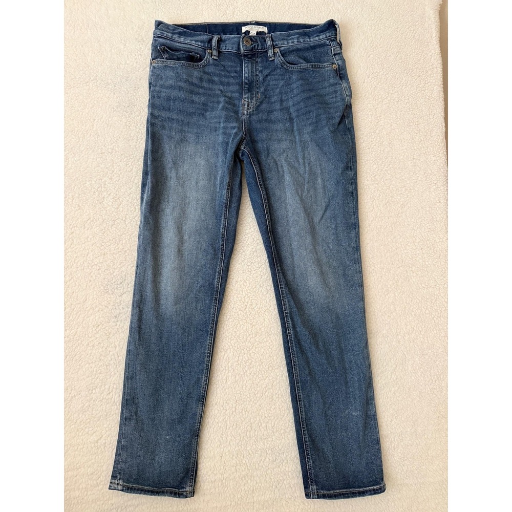 Banana Republic Luxe Traveler Jeans Mens 31x30 Blue Slim Tapered Stretch Denim